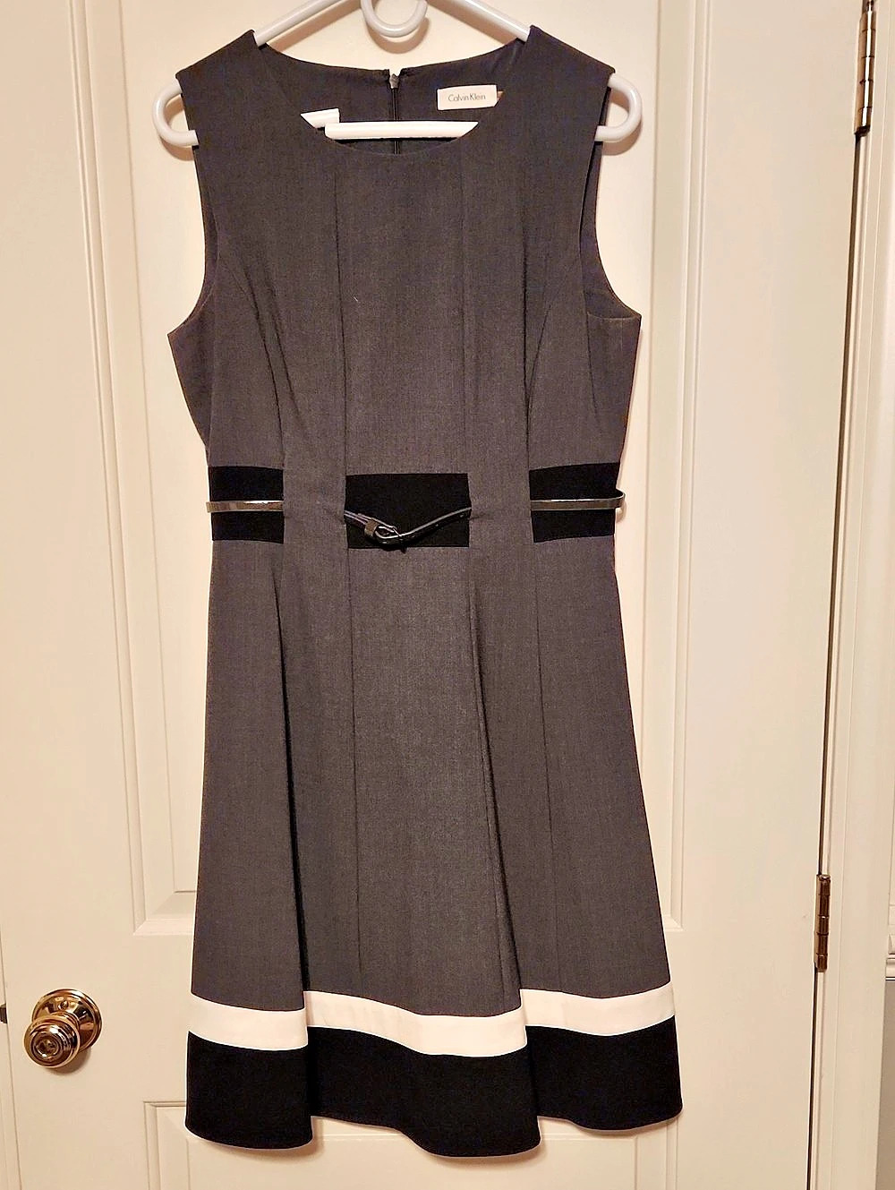 Calvin Klein Color Block Midi Dress Gray & Black Size 8